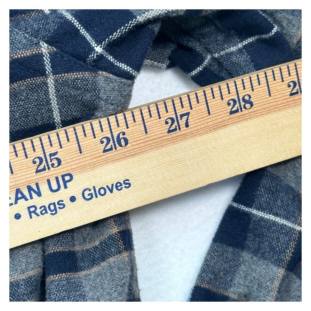 LL Bean Fleece Button‎ Up Shirt - Blue Plaid - XXL - Picture 4 of 5